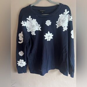 Victoria Beckham for Target Dark Blue Top with White Embroidery